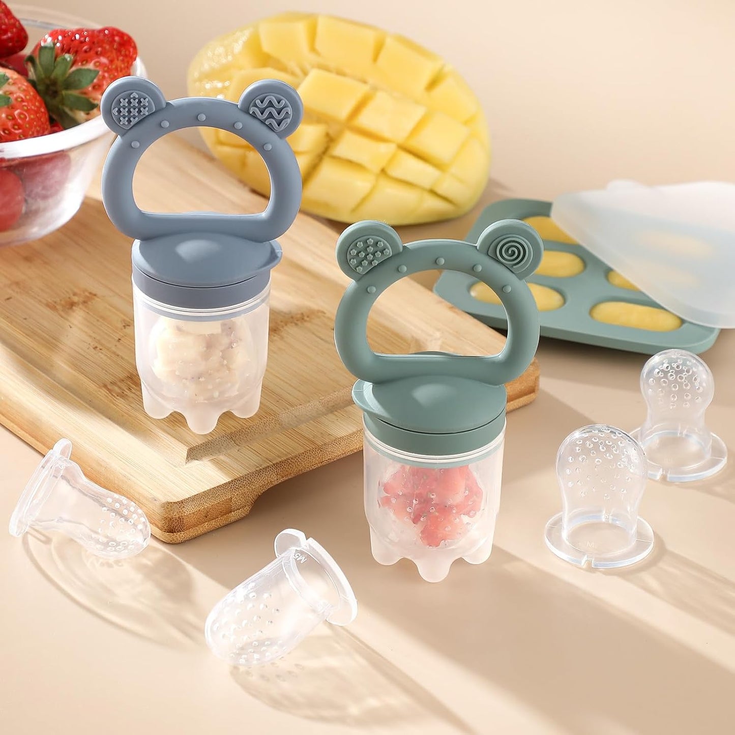 TinyBites 2-in-1 Baby Fruit Feeder & Teether Set maakt veilig snacken en tandenrijpen makkelijk