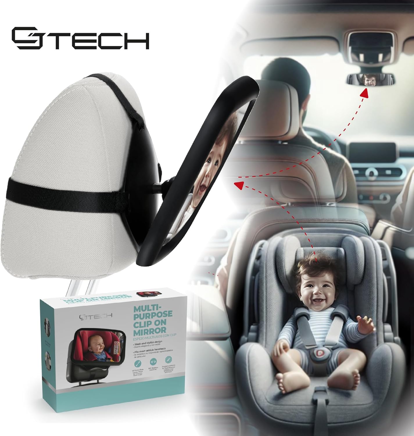 Houd je kleintje zichtbaar en veilig tijdens autoritjes met de Baby Smile Auto Spiegel