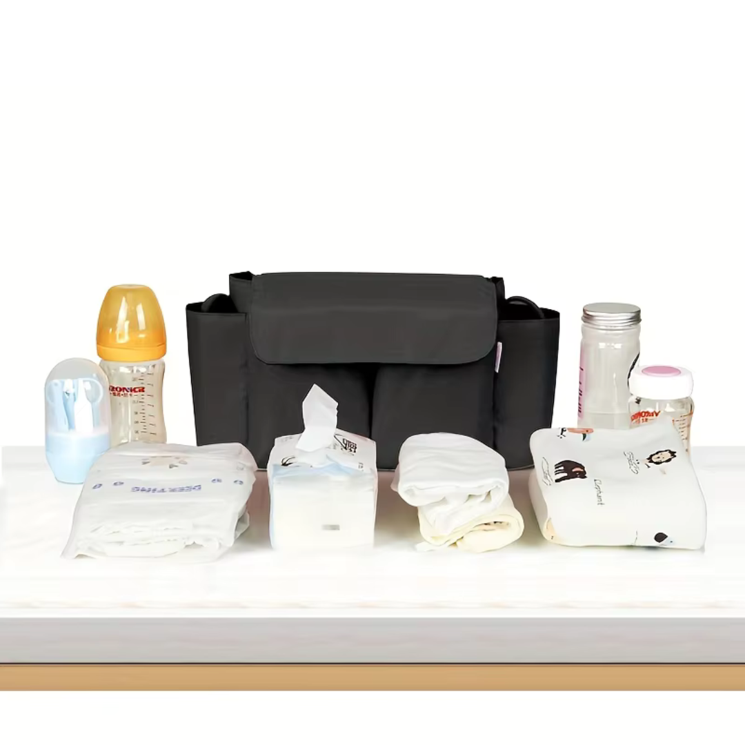 De StrollEase Kinderwagen Organizer houdt al je babyspullen overzichtelijk en binnen handbereik