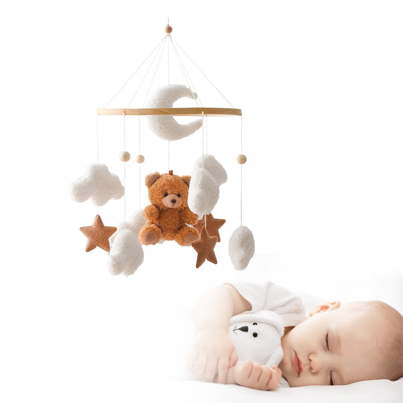 SlumberBear babymobiel stimuleert de zintuigen en het zicht van je baby met zachte vormen en bewegende figuren