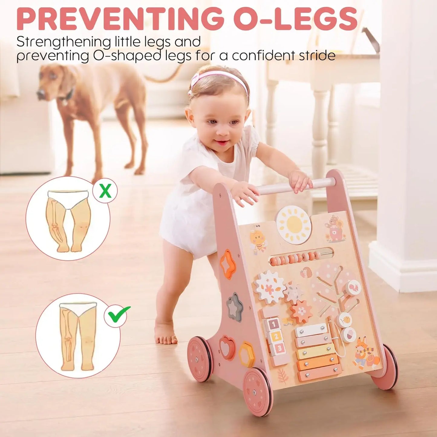 Step and Play Montessori Loopwagen helpt je kind spelenderwijs leren lopen en ontdekken