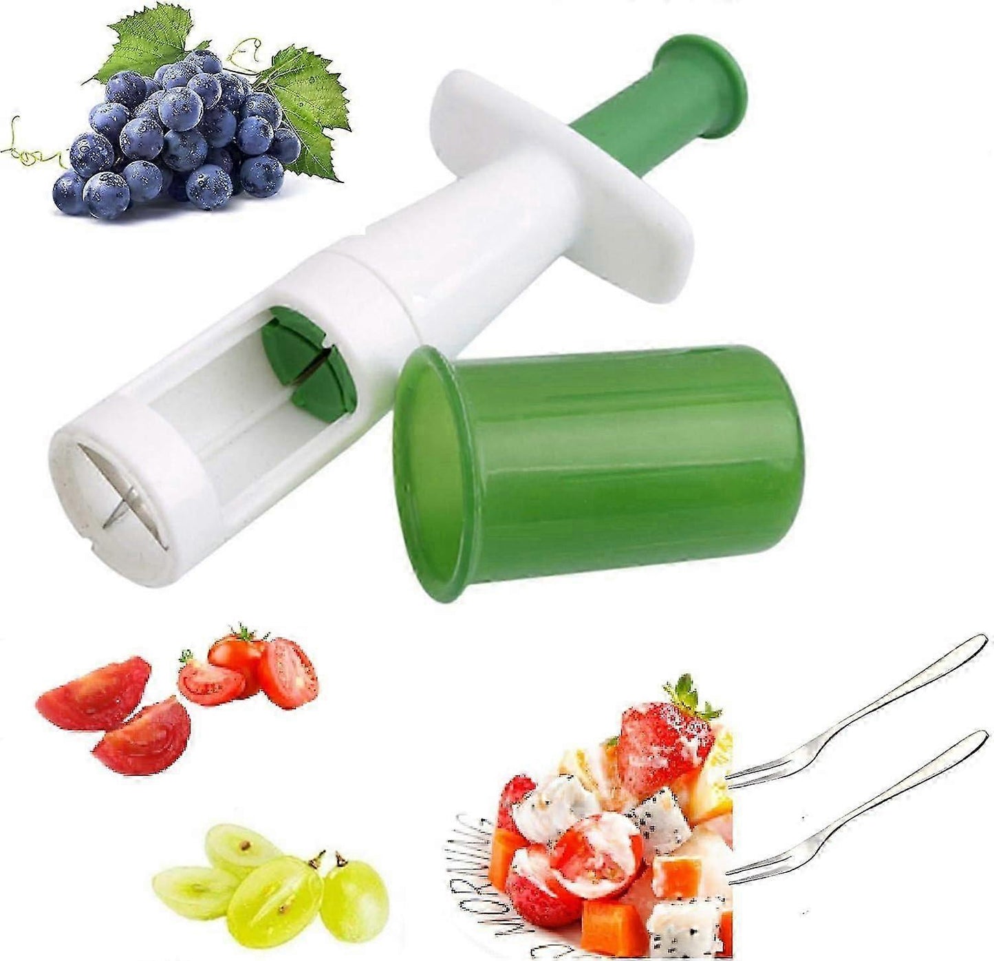 GrapeCutter snijdt fruit veilig en snel in vier eetbare stukjes
