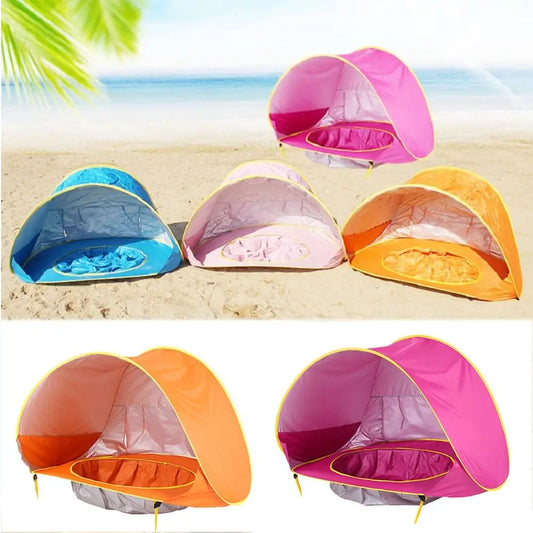 De Baby Beach Bumble Tent biedt een veilige en schaduwrijke plek voor je baby op het strand