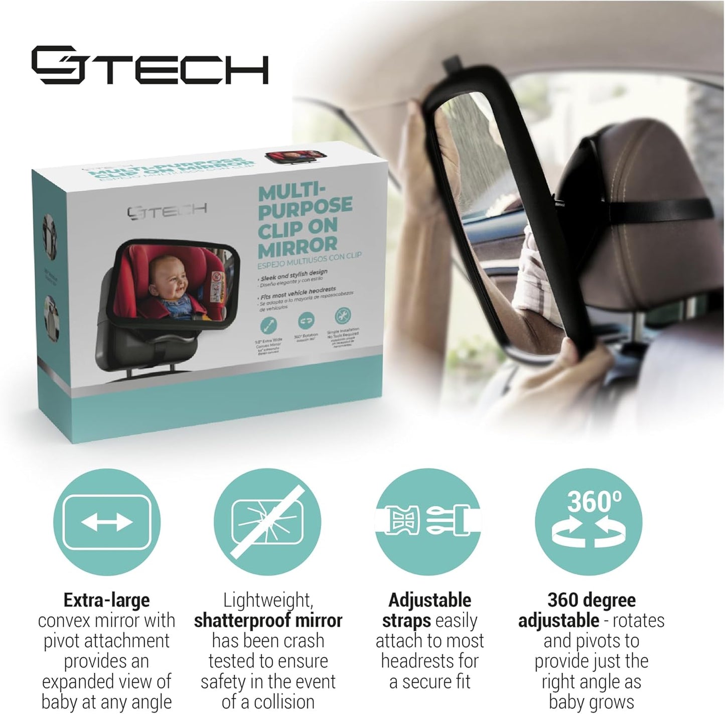 Houd je kleintje zichtbaar en veilig tijdens autoritjes met de Baby Smile Auto Spiegel