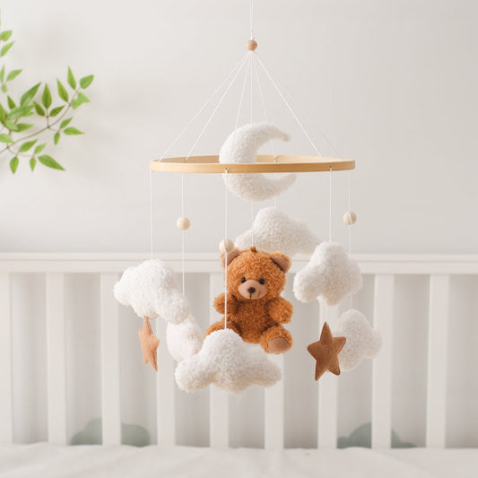 SlumberBear babymobiel stimuleert de zintuigen en het zicht van je baby met zachte vormen en bewegende figuren