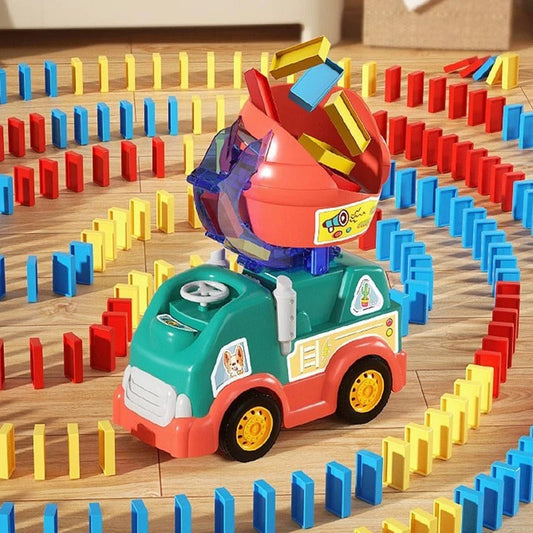 Bouw, leer en speel urenlang zonder schermen met de Build & Learn Domino Express: